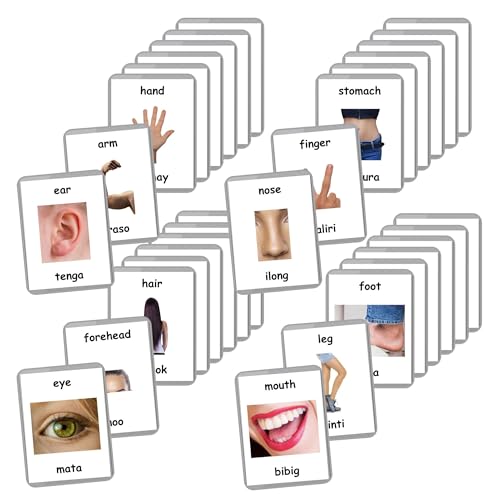 Filipino English Bilingual Flash Cards | Learn Tagalog Language | Montessori Cards | Choose Your Set (Body Parts)