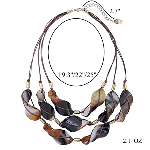 Bocar NK-10660 3 Strand Statement Acetate Necklace Women Fashion Resin Multi Layered Collar Necklaces thumb #4