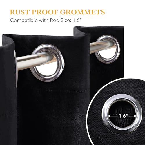 Image of RYB HOME Blackout Thermal Insulated Curtains, Portable Curtain for Sliding Glass Door /Storage /Space Room Divider, Large Window Treatment Room Divider Panel, W80 x L84, Black, 1 Panel