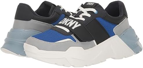 DKNY Men's Runner Mixed Media Sneaker, Blue Combo, 13 | Image 6
