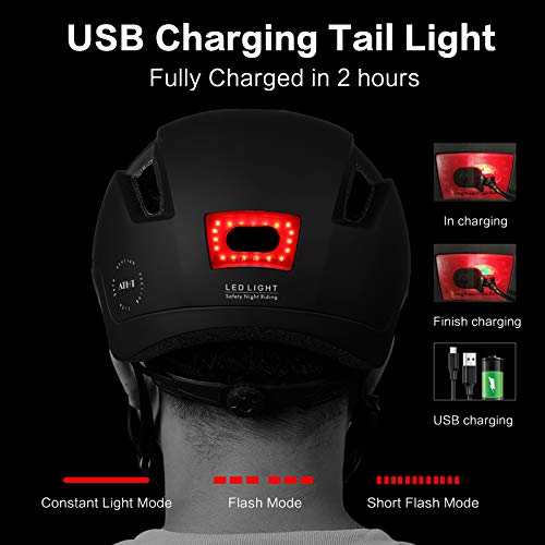 Adult-Men-Women Bike Helmet With Rechargeable Light For Urban Commuter Cycling Scooter E-Bike Skateboard #TOP2