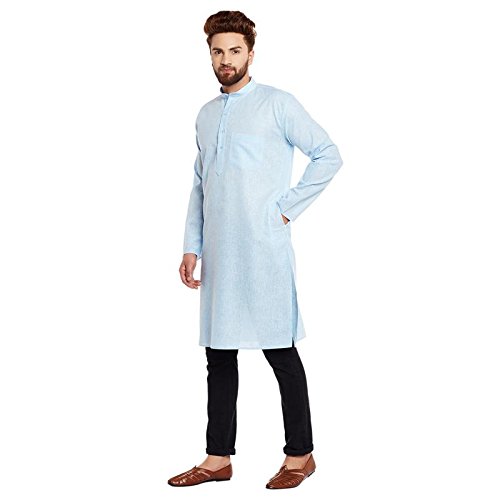 Image of SOJANYA (Since 1958 Men's Sky Blue Cotton Linen ONLY Long Kurta