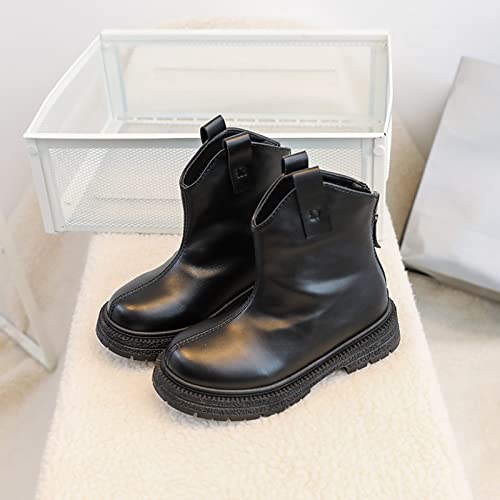Girl Ankle Boots Kids Lug Sole Low Heel Ankle Short Booties Western Cowgirl Boots Non-Slip Back Zip Walking Shoes3