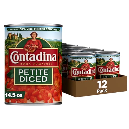 CONTADINA Petite Cut Diced Tomatoes, 12 Pack, 14.5 oz Can,