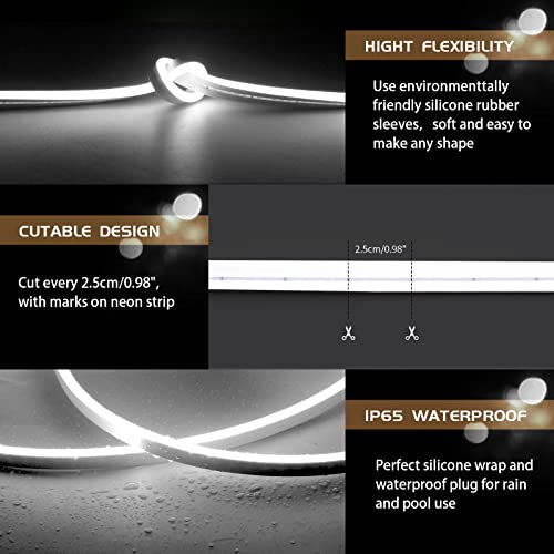 Image of 32.8FT /2PCS /10M /White Neon Light Strip - Flexible and Waterproof LED Rope Light with Installation Accessories for Indoor & Outdoor Decoration【Adapter Not Included】 OWO