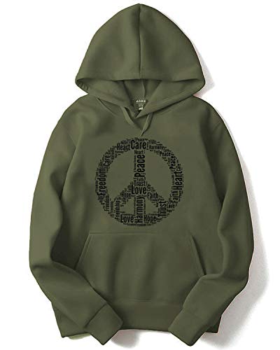 Buy ADRO Men's Cotton Peace Design Printed Full Sleeve Hooded Neck