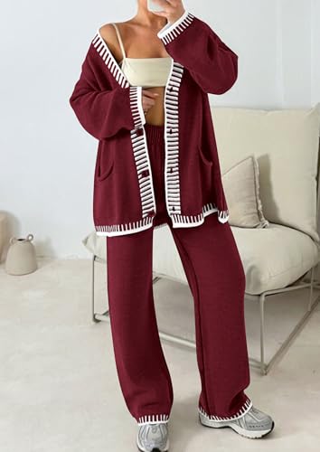 PRETTYGARDEN Lounge Sets for Women Fall 2025 Loungewear 2 Piece Outfits Cardigan Sweaters Track Suit Matching Winter Clothing