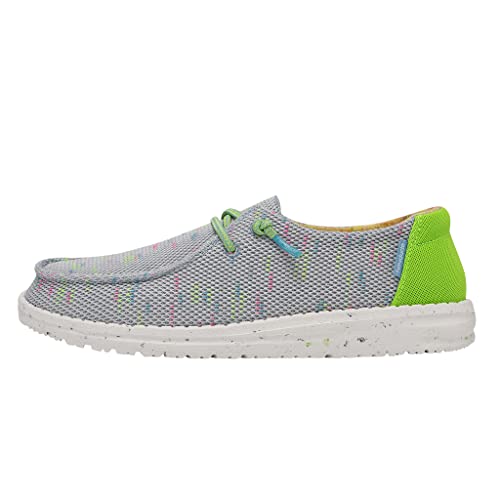 Image of HEYDUDE Women's Wendy Sox Glow Blu Size 7 | Women's Shoes | Women's Lace Up Loafers | Comfortable & Light-Weight