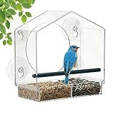 窓用 吸盤 バードフィーダー,エサがこぼれないように設計された給餌ステーション | 取り外し可能な吸盤式バードフィーダー | 屋内観賞 庭 テラス デッキ 裏庭 高齢者対応