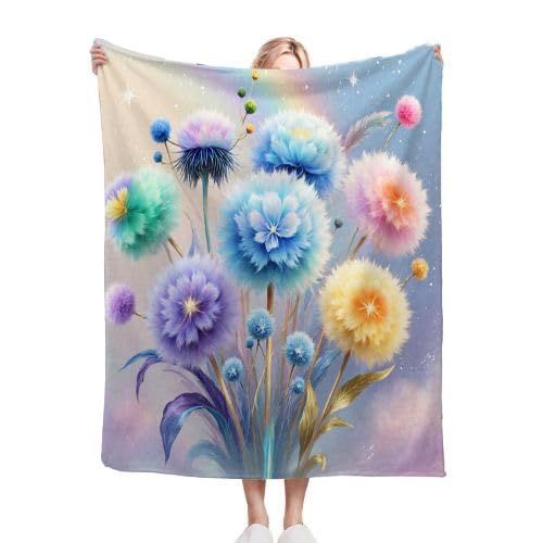 Couverture Polaire 220x240 Fleurs Colorées pour Grand Lit King Size Doux