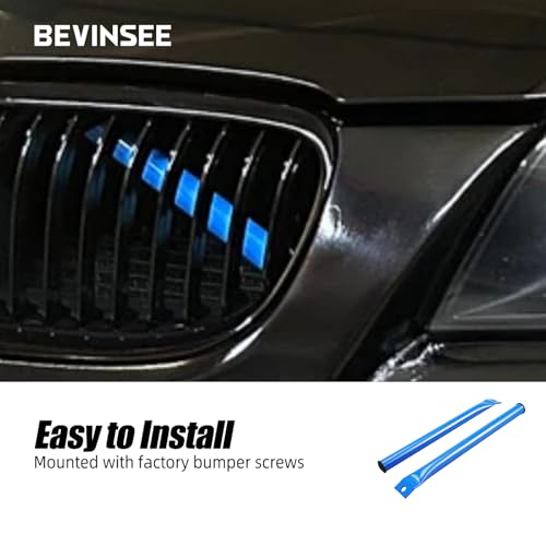 Image of Bevinsee V Cover Braces Kidney Bars Compatible with E90 E91 E92 E93 320i 323i 325i 328i 330i 335d 335i 335is 335xi 2006-2013 Aluminum Front Grille Inserts Brace Wrap Stripes Covers, Blue