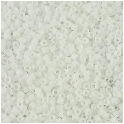50 g Miyuki DELICA Seed Beads Rocailles, Size 11/0, Opaque White Luster (# DB0201), Japan, Glass