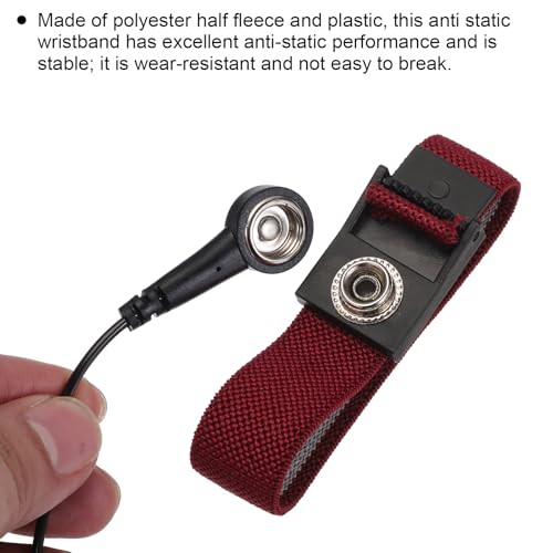 Image of MECCANIXITY 3 Pack ESD Anti Static Wrist Strap 7-7 /8 inch Circumference Adjustable Antistatic Bracelet Wire and Alligator Clip for Computer Electronics Repair Brown