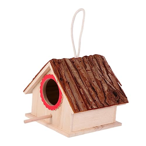 HOLIDYOYO Creative Wooden Bird Nest Box Durable Pet Birds Cage Decorative Birdhouse for Home Garden for Birds to Nest and Raise Young Bird Decor for Outdoor Spaces