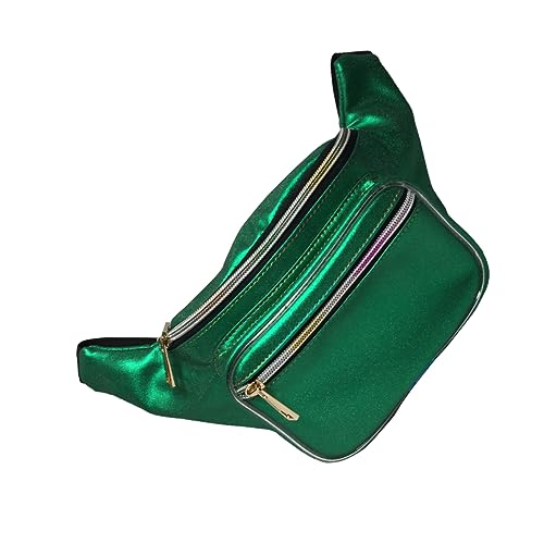 Ipetboom Holographic Fanny Pack for Outdoor Activities Waist Bum Bag for Travel Running Gym Workouts Shiny Green Design