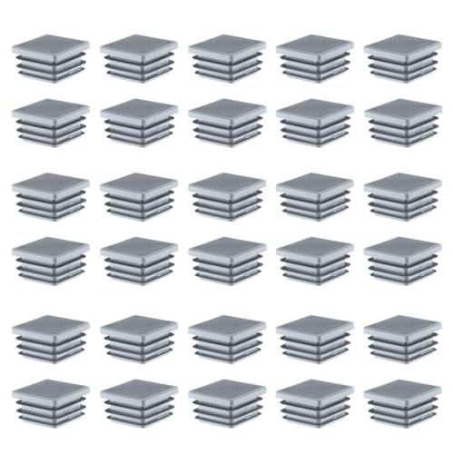 DLPRK Tapón para Tubo Cuadrado de Plástico, 30 Piezas, Tapones para Patas de Sillas (20x20 mm) (Gris)