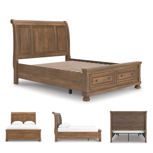 Image of Signature Design by Ashley Queen Storage Sleigh Bed, Brown, Glarrison