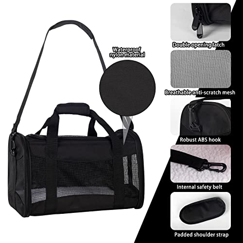 Cat Carrying Case - Pet Carrier Airline Approved, Protable and Breathable Pet Travel Carrier Removable Fleece Pad, Collapsible Cat Carrier Dog Carrier for Medium Cats Small Cats Dogs(Medium, Black) by Top tasta - Image 4