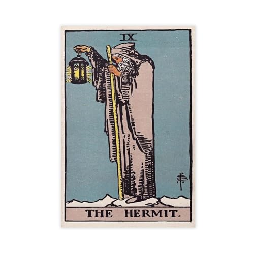 Poster vintage Tarot l'ermite en toile : décoration murale pour chambre et bureau