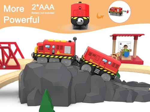 Train Toys Battery Operated Locomotive Train for Wooden Track, Motorized Train for Toddlers with Magnetic Connection, Compatible with Thomas, Brio, Chuggington, Melissa and Doug - Image 6
