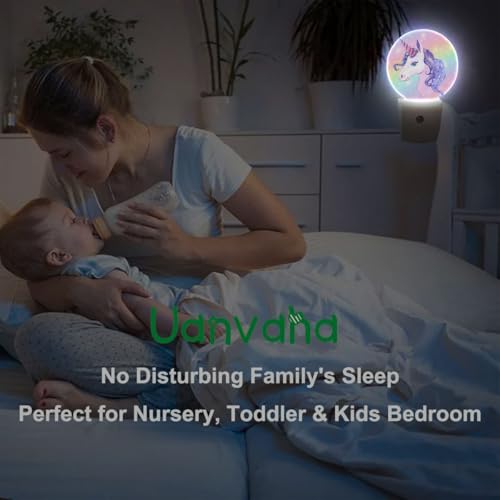 Image of Cute Unicorn Night Light Unicorn Rainbow Plug-in Nightlight Energy Saving 0.5W LED Lighting for Boys Girls Men Women