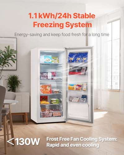 Image of VEVOR Convertible Freezer /Refrigerator, 17 Cu.Ft Frost Free Upright Freezer with Temp Control Panel, Door Open too Long Alarm, Adjustable Shelves and LED, Standing Fridge for Kitchen, Office, Garage