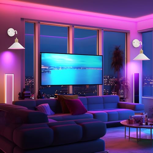 Image of Wireless Wall Lights with 13 RGB Colors, Dimmable Battery Powered Wall Lamps, Remote Control, Memory Function, Timer for Bedroom, Living Room, 2Pack, White, WS-01