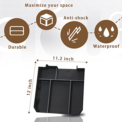 Muslogy Center Console Organizer Compatible with 2022 2023 2024 2025 Toyota Tundra Accessories & 2023-2025 Sequoia Console Storage Box Divider Insert Tray ABS Material with Non-Slip Mats(Rubber Black) by Muslogy - Image 5