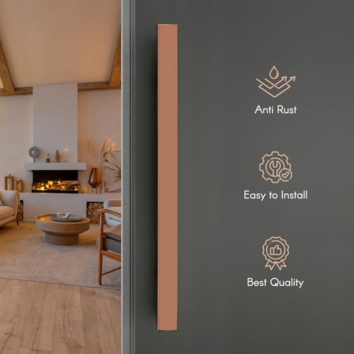 Image of LAPO 18 inch Stainless Steel Square Door Handle for Main Door, Wooden & Glass Door Pull Push Handle, Main Door Handle (Hole to Hole Size 300 mm,Pack of 1) Rose Gold Finish | 3 Years Warranty