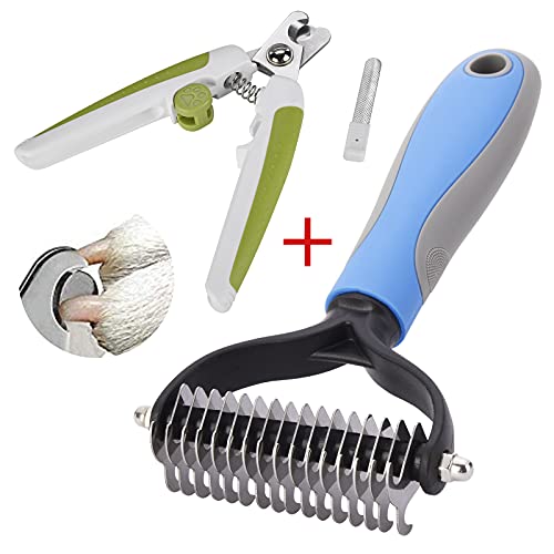 RJYUNG Nagelknipser für Hunde mit Schnellsensor für kleine und mittelgroße Haustiere Claw Clippers Trimmers zum Schutz des Hundes Sicherheit und Komfort mit Deshedding und Dematting Tool Cover