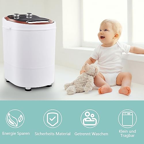 CLIPOP Mini Waschmaschine mit Schleuder & Timer, Waschautomat bis 3 KG, Reisewaschmaschine, Camping Mobile Waschmaschine, Toploader Miniwaschmaschine (1 Kammer) – Bild 3