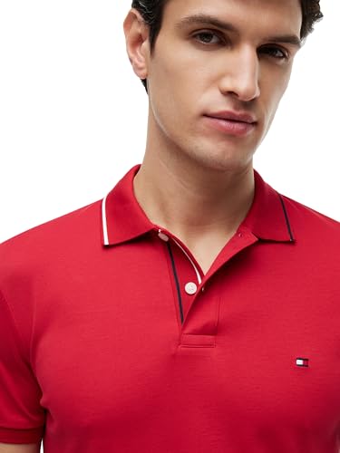 Image of Tommy Hilfiger Men's Short Sleeve Casual Polo Shirts in Slim Fit with Liquid Cotton and Cuff Designs