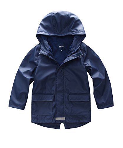Hiheart Boys Waterproof Rain Jacket Fleece Lined Softshell Coat Navy 4/5