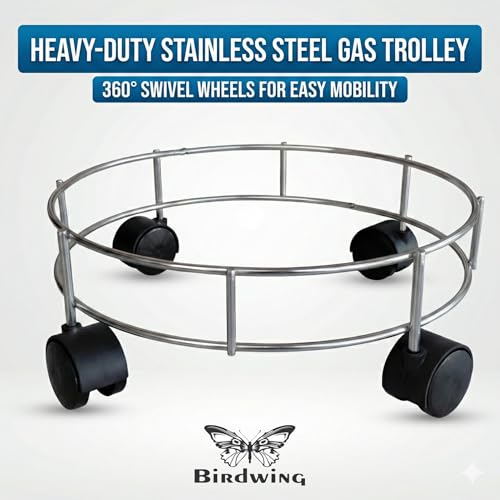 Image of Rincy Stainless Steel Wheel LPG Gas Cylinder Trolley with 4 Wheels (2 Pcs) - SG Gas Cylinder Trolley (Multicolor, Pack of 2)