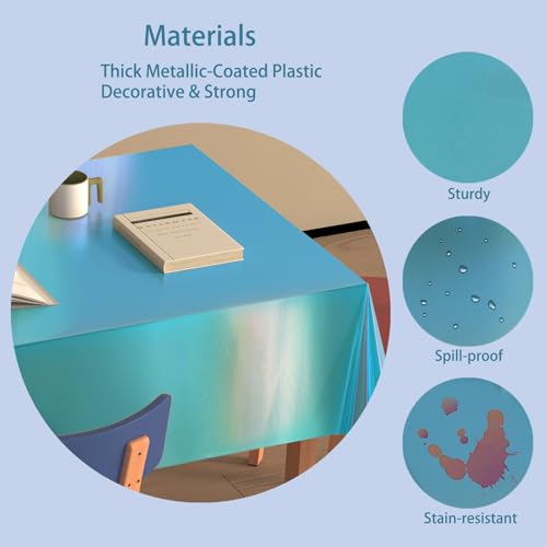 Image of 4 Pack Plastic Tablecloths Disposable Tablet Cover Blue 54 x 108 in