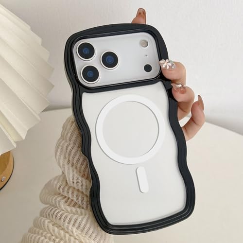 Coque MagSafe iPhone 17 Pro Max antichoc avec cadre ondulé jaune QLTYPRI
