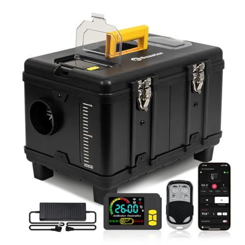 8kW Diesel Heater, 5L Toolbox Compact Portable Diesel Air Heater, 12V/24V/110V ALL IN ONE Fast Heating, with APP Control, Ventilation Mode and No Tick, for Cars, RVs, Campers, Tents, Garages.