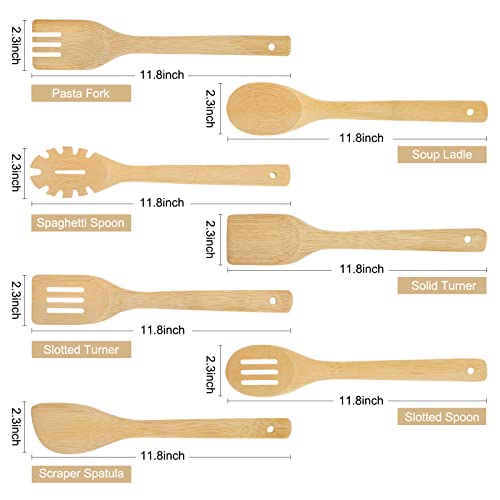 [7-Pcs] Wooden Spoons For Cooking Is For All Kitchen. Made From Bamboo Wood, Wooden Spatula & Wooden Spoon 11.8 In. And Non-Stick Surface, Suitable For Home & Chef Use Or Gift For Someone Special. #TOP1