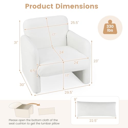 Sillón Chenille Blanco Plegable miniatura 3