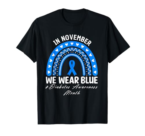 Diabetes Bewusstsein Monat Diabetiker Blau Love Ribbon T1D T2D T-Shirt