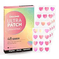 Cute Pink Heart Pimple Patch with Salicylic Acid, Hydrocolloid Pimple Stickers Iridescent Colors 48 Pcs, Fashion Zits Blemishes Breakouts Patches