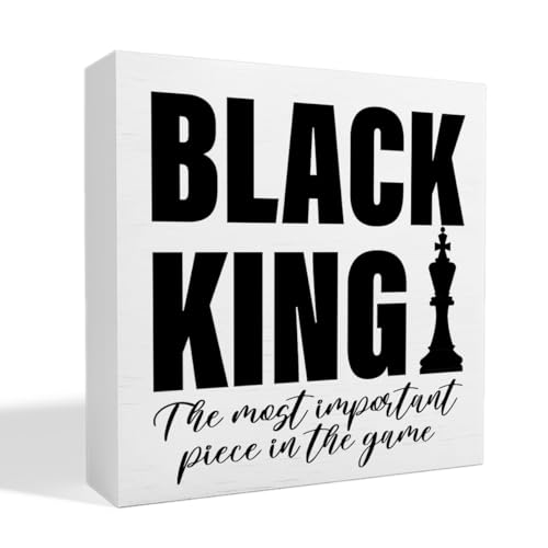 thoqii Black King Decor Wooden Box Sign, Inspirational African...