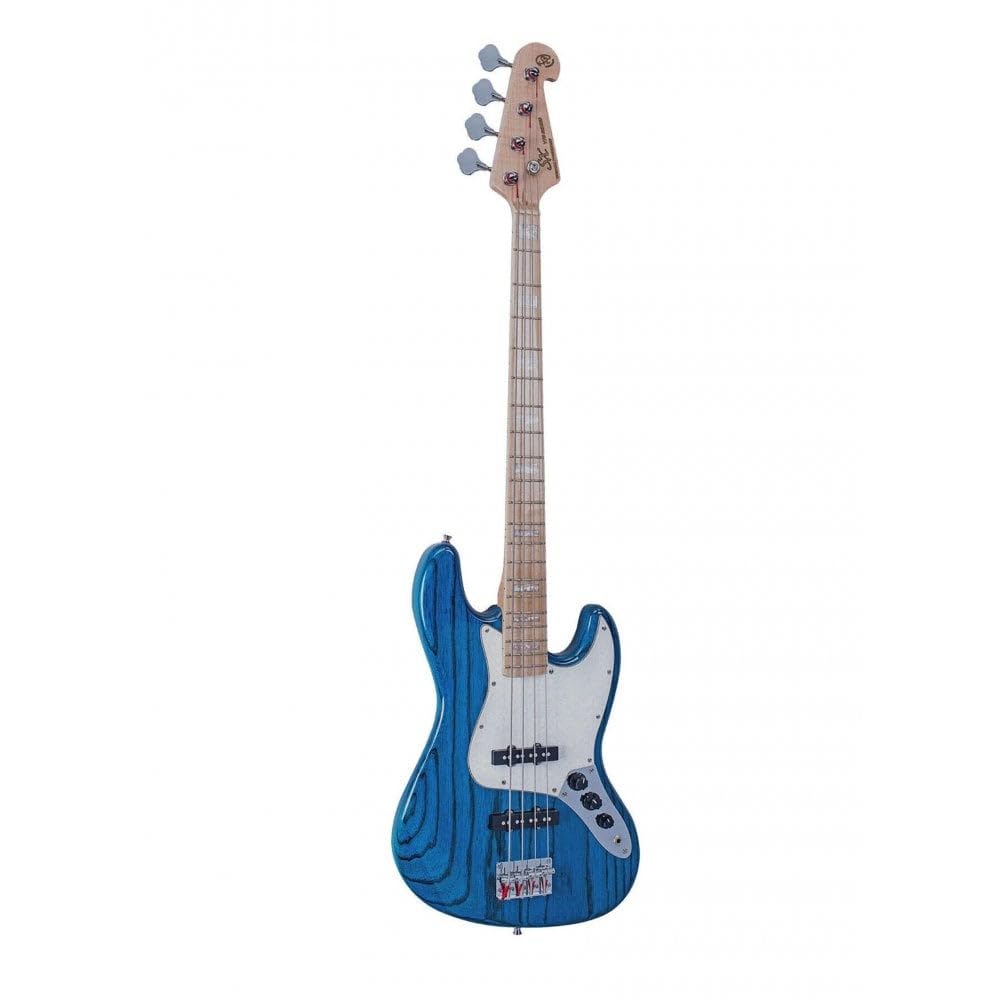 SX BASS GUITAR JAZZ STYLE TRANSLUCENT BLUE OVER AMERICAN NATURAL