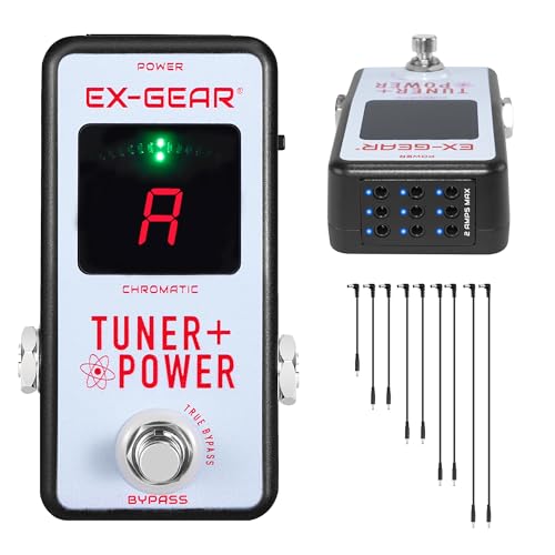 EX-GEAR Guitar Tuner & Power Supply Distributor 2-in-1 Guitar Pedal, Pro Grade Chromatic Pedal Tuner...