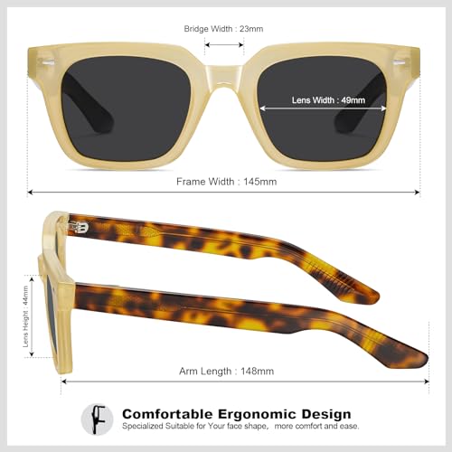 Image of CARFIA Acetate Polarized Sunglasses for Men UV400 Protection Classic Vintage Anti-Glare Lens Driving Outdoor Sun Glasses, CF31105