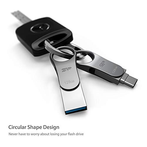 Image of SP Silicon Power 64GB Dual USB Type C USB-A Flash Drive, Metal Casing with Keychain Hole Key Ring, USB 3.2 Gen 1 USB 3.0 OTG Type-C Type-A, Thumb Drive Pen Drive Memory Stick, Mobile C80 Series