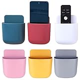 KAKAMINA TV Remote Holder Wall Mount 6pcs, Self Adhesive Remote Control Holder Wall Mount, Wall Phone Holder, Storage Box Organizer for Wall (Blue,Red,White,Pink,Yellow, Grey)