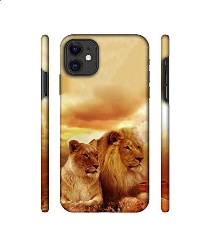 Image of Amazon Brand - Solimo Designer Lion with Lioness 3D Printed Hard Back Case Mobile Cover for Apple iPhone 11