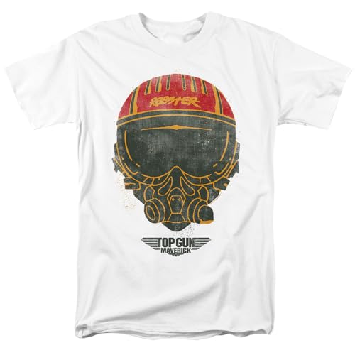 T-Shirt Top Gun Rooster Popfunk blanc mixte en coton imprimé casque