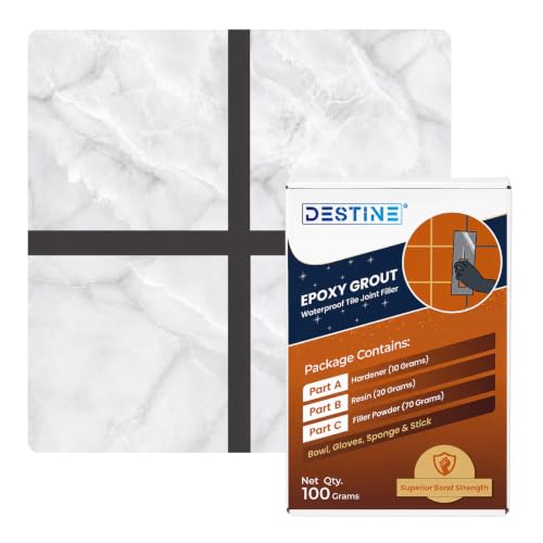 Image of DESTINE Epoxy Grout for Tiles (110 Colours)(100 g), Waterproof Joint Filler, Crack Filler, Tiles Gap Filler, Stain Free, Acid & Chemical Resistance Epoxy Grout (Dark Grey)